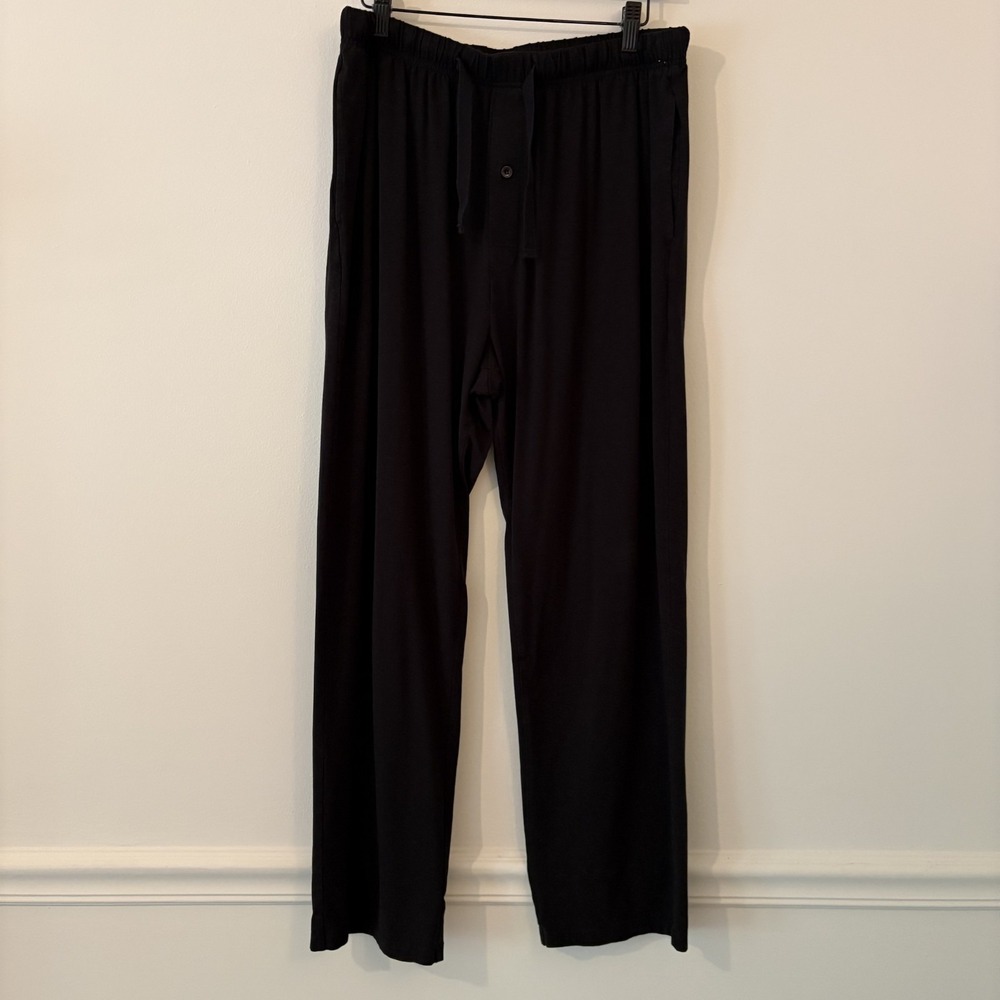 Bamboo Cool Mens Soft PJ Pants Black Size L Pockets Soft Lounge Breathable